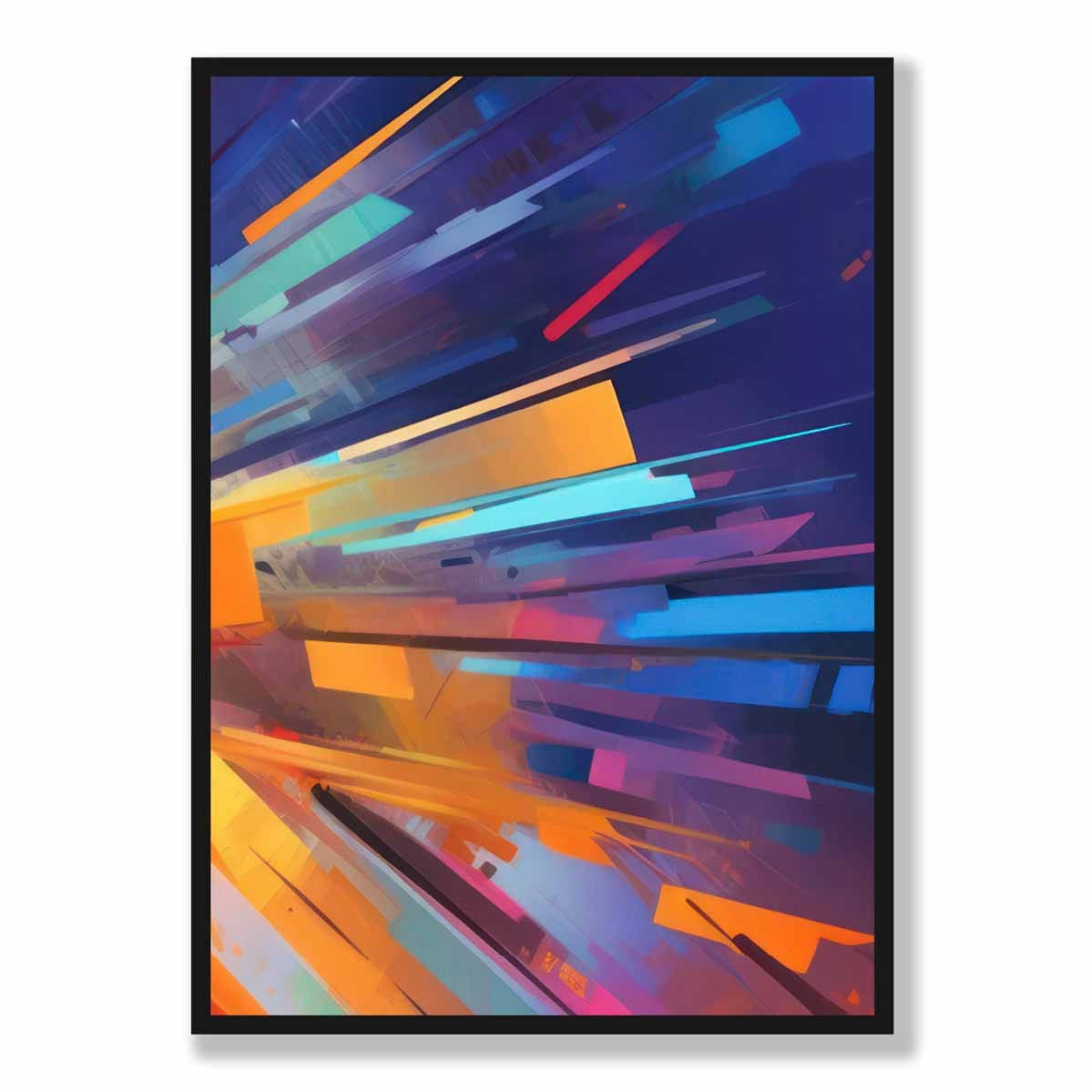 Abstract Shapes Art Print Blue Orange and Red No 4