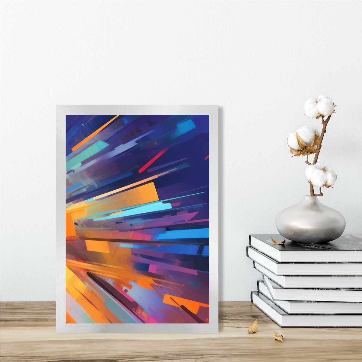 Abstract Shapes Art Print Blue Orange and Red No 4