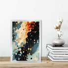 Abstract Fluid Art Print Blue Orange and Red No 2