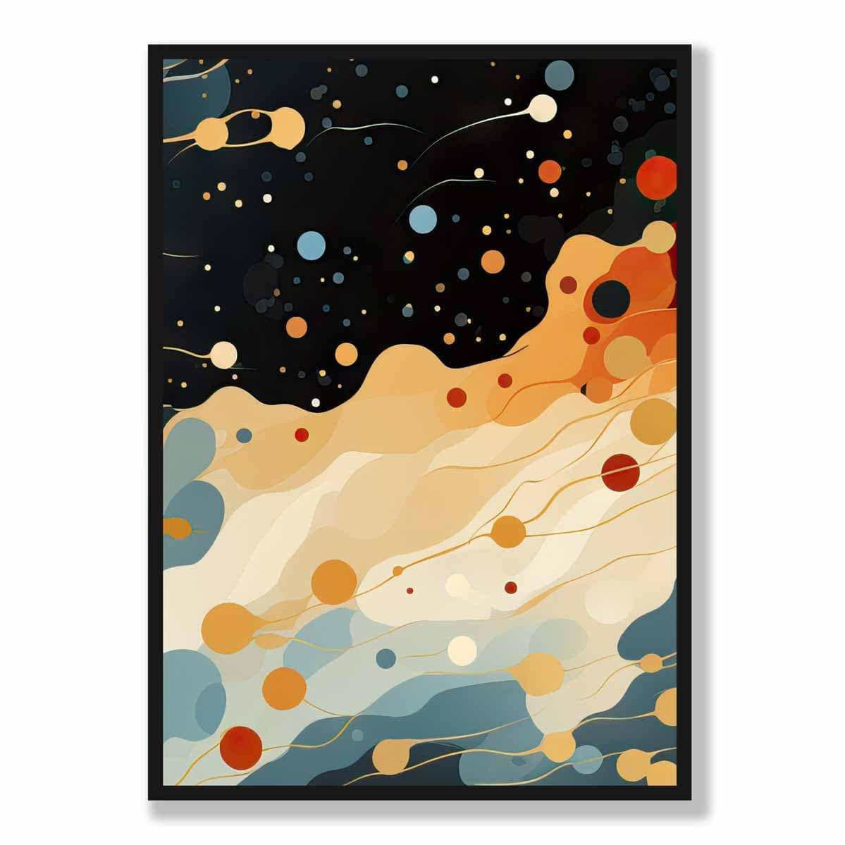 Abstract Fluid Art Print Blue Orange and Red No 4