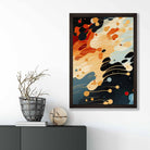 Abstract Fluid Art Print Blue Orange and Red No 5