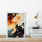 Abstract Fluid Art Print Blue Orange and Red No 5