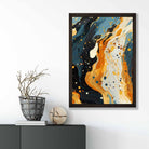 Abstract Painting Fluid Art Print Blue Orange and Beige No 2