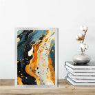 Abstract Painting Fluid Art Print Blue Orange and Beige No 2