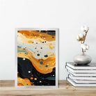 Abstract Painting Fluid Art Print Blue Orange and Beige No 3
