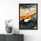 Abstract Painting Fluid Art Print Blue Orange and Beige No 4