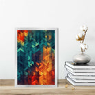 Abstract Geometric Shapes Art Print Blue Orange and Red No 1