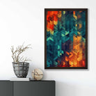 Abstract Geometric Shapes Art Print Blue Orange and Red No 2