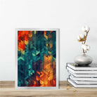 Abstract Geometric Shapes Art Print Blue Orange and Red No 2