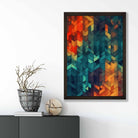 Abstract Geometric Shapes Art Print Blue Orange and Red No 3