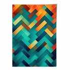 Abstract Geometric Shapes Art Print Teal Blue Orange and Red No 1