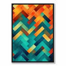 Abstract Geometric Shapes Art Print Teal Blue Orange and Red No 2