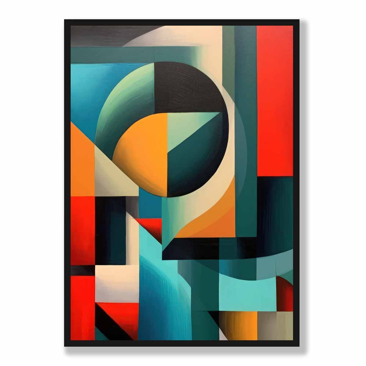 Abstract Colourful Shapes Art Print Blue Red Orange No 1