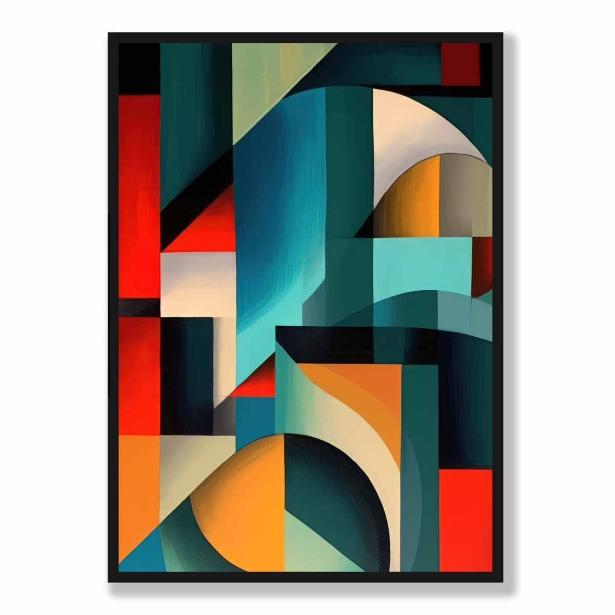 Abstract Colourful Shapes Art Print Blue Red Orange No 2