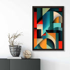 Abstract Colourful Shapes Art Print Blue Red Orange No 2