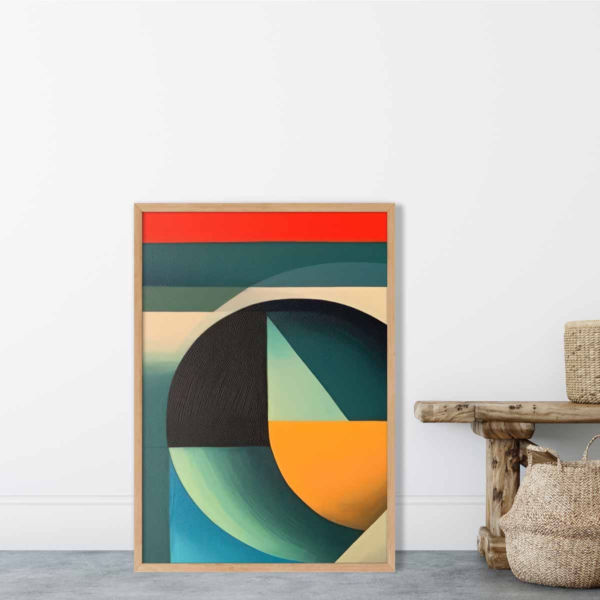 Abstract Colourful Shapes Art Print Blue Red Orange No 3