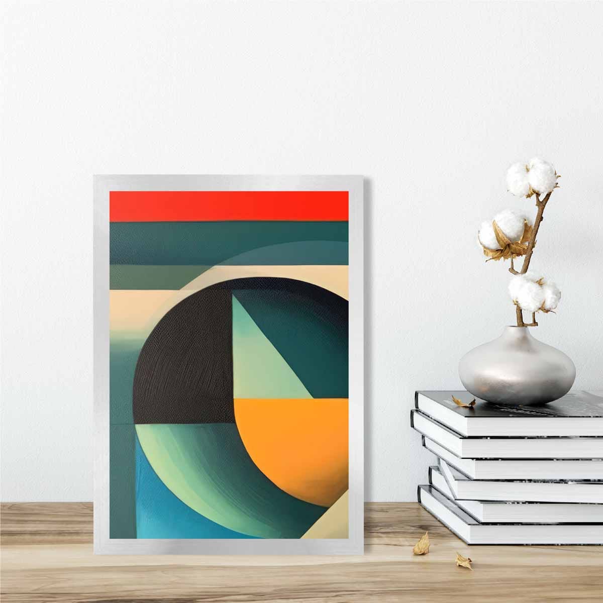 Abstract Colourful Shapes Art Print Blue Red Orange No 3