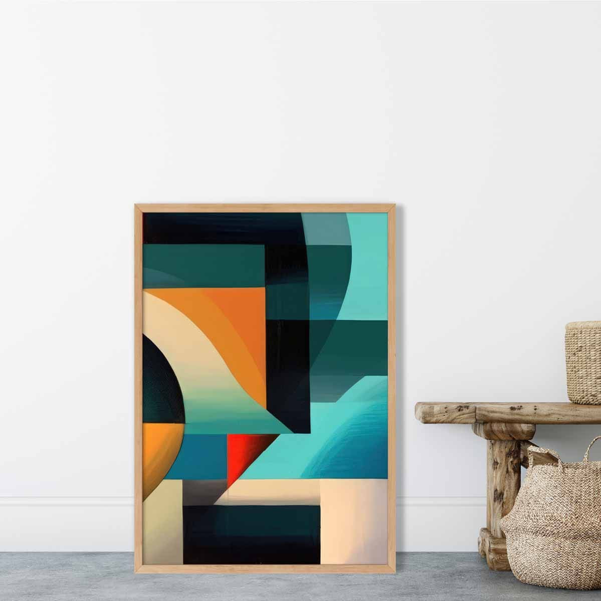 Abstract Colourful Shapes Art Print Blue Red Orange No 4