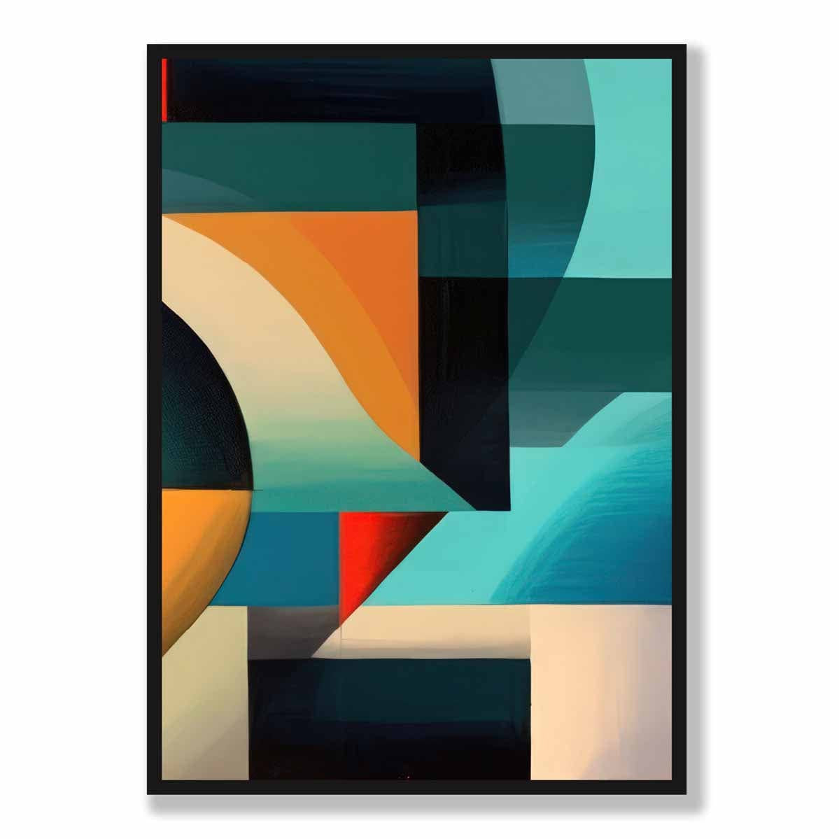 Abstract Colourful Shapes Art Print Blue Red Orange No 4