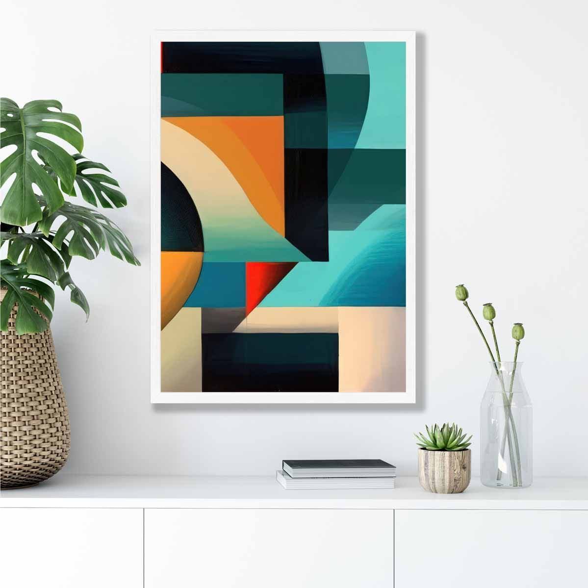 Abstract Colourful Shapes Art Print Blue Red Orange No 4