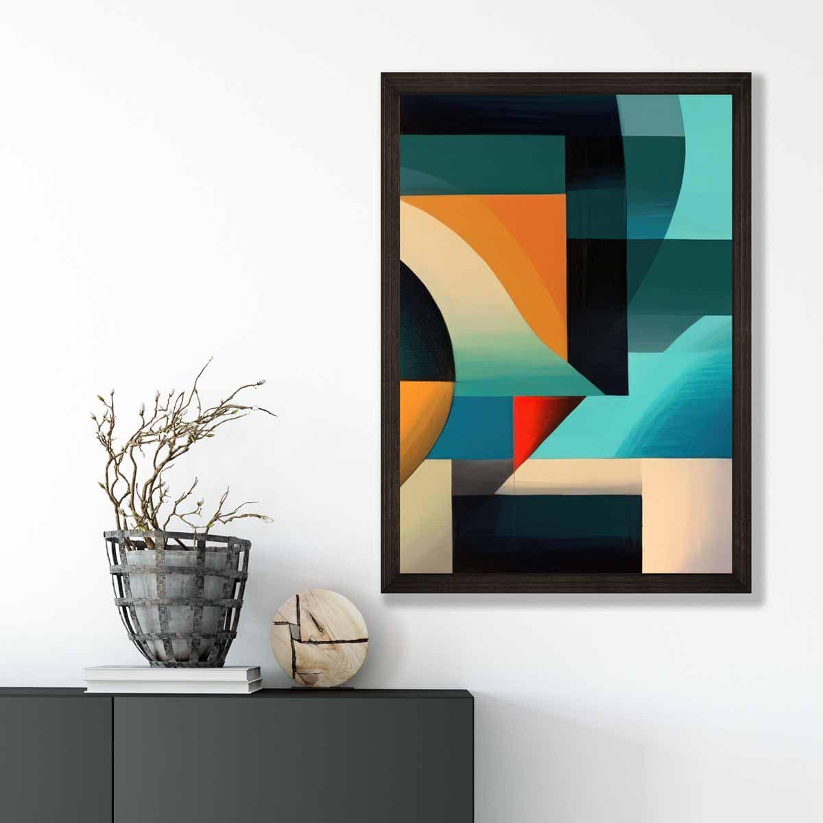 Abstract Colourful Shapes Art Print Blue Red Orange No 4