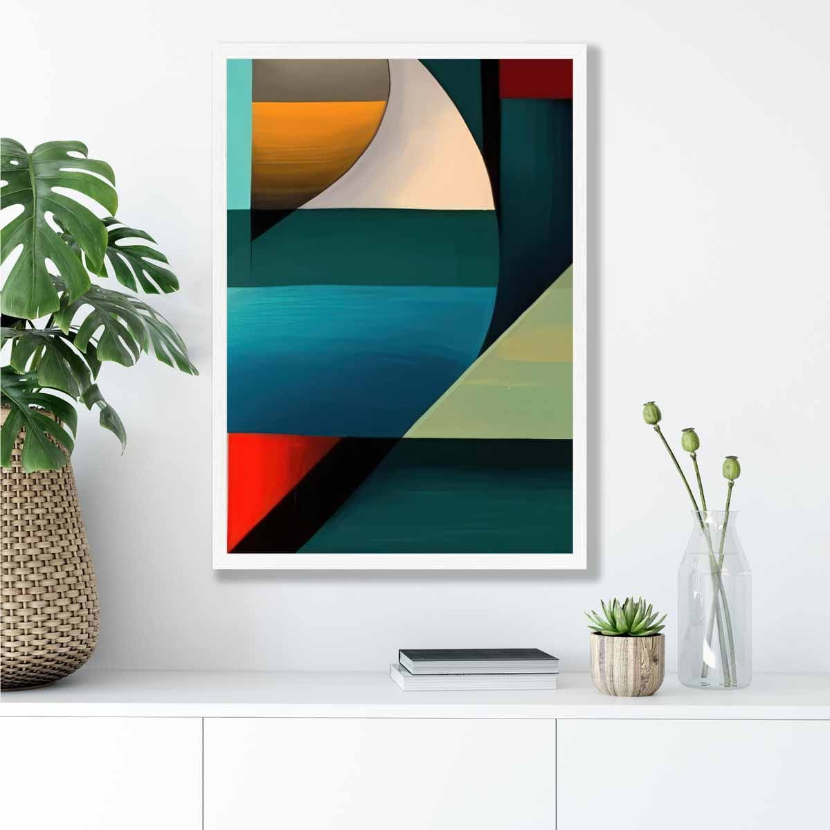 Abstract Colourful Shapes Art Print Blue Red Orange No 5
