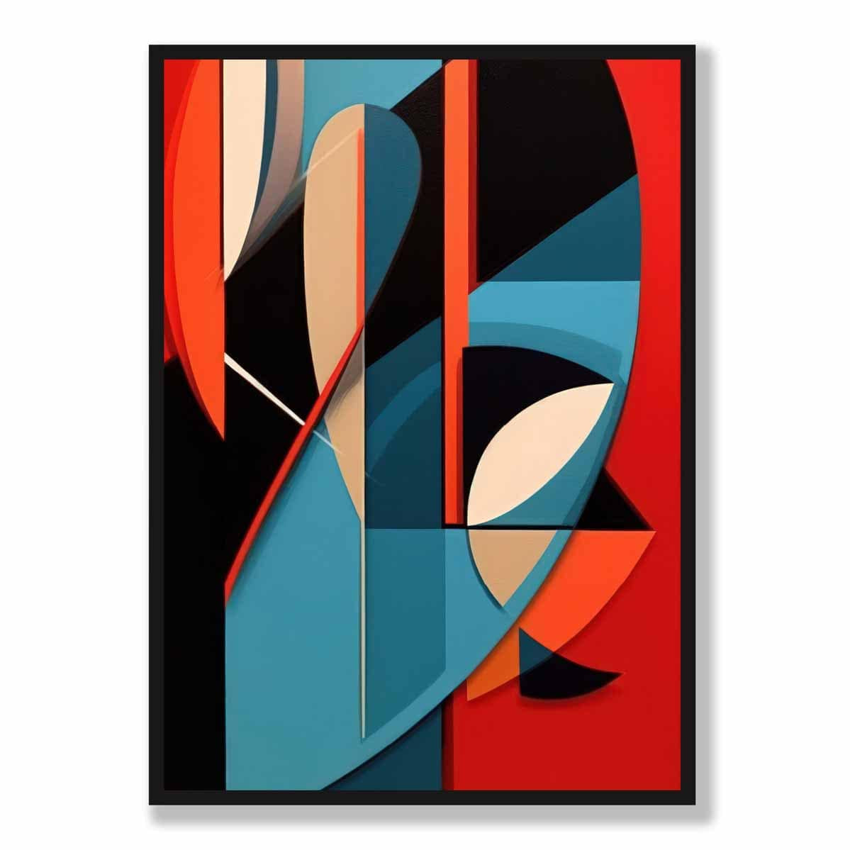 Abstract Colourful Shapes Art Print Blue Red Beige No 1