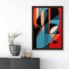 Abstract Colourful Shapes Art Print Blue Red Beige No 1