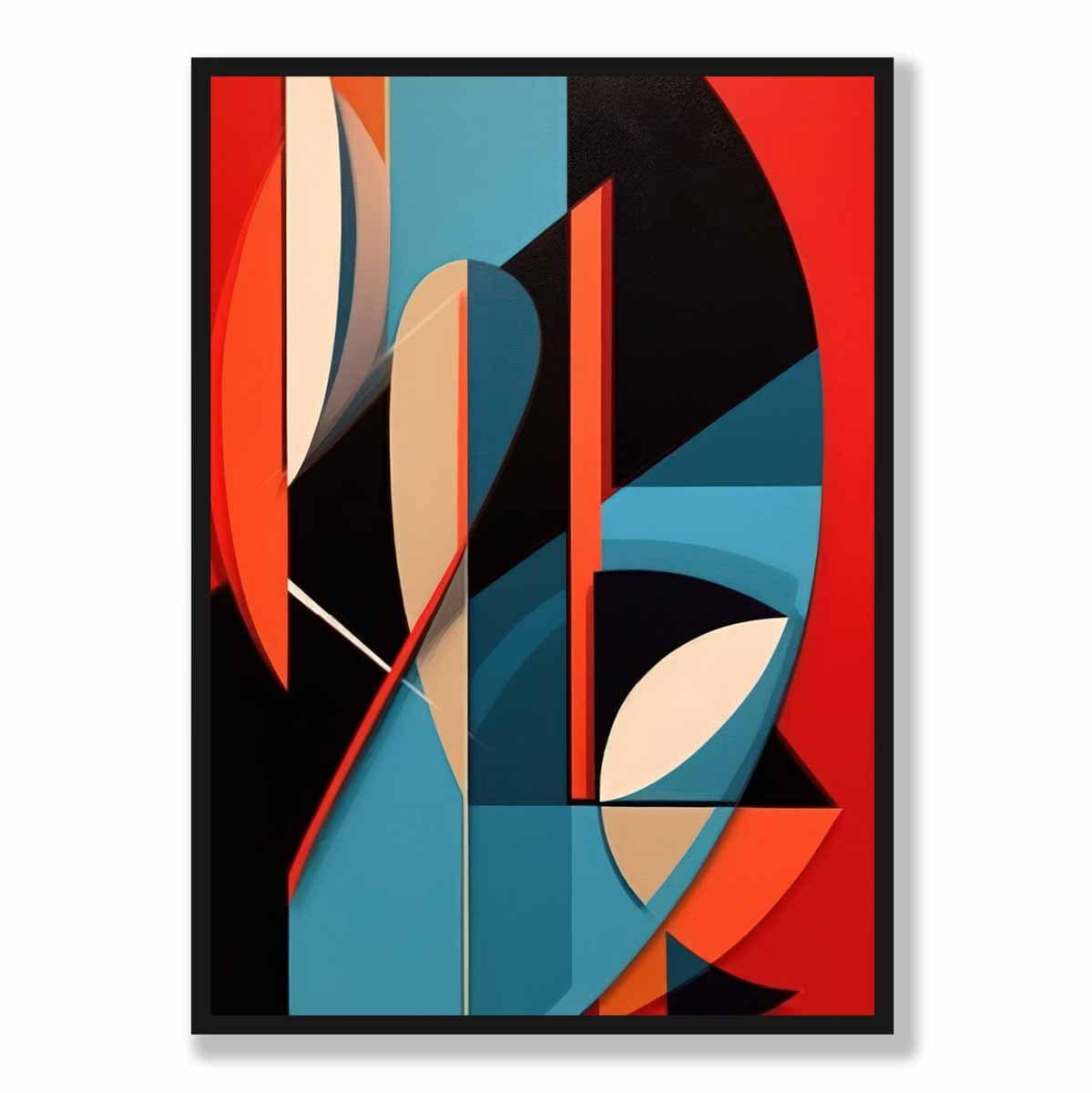 Abstract Colourful Shapes Art Print Blue Red Beige No 2