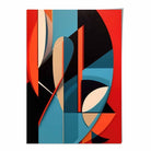 Abstract Colourful Shapes Art Print Blue Red Beige No 2