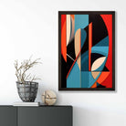 Abstract Colourful Shapes Art Print Blue Red Beige No 2
