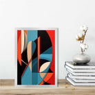 Abstract Colourful Shapes Art Print Blue Red Beige No 2