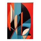 Abstract Colourful Shapes Art Print Blue Red Beige No 3