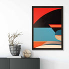 Abstract Colourful Shapes Art Print Blue Red Beige No 4