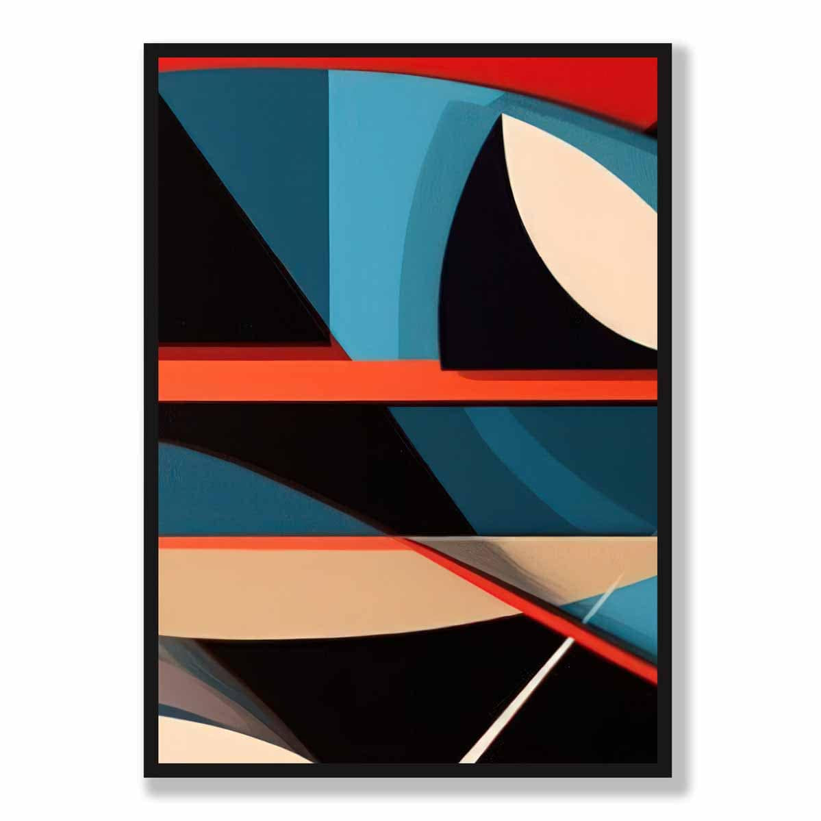 Abstract Colourful Shapes Art Print Blue Red Beige No 5