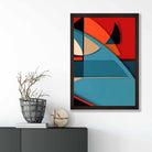 Abstract Colourful Shapes Art Print Blue Red Beige No 6