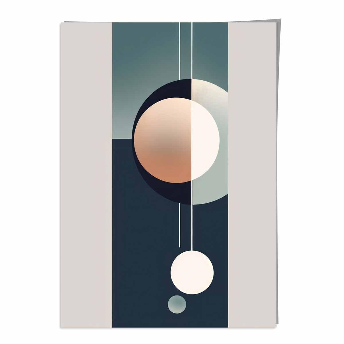Abstract Shapes Art Print Navy Beige and Grey No 1