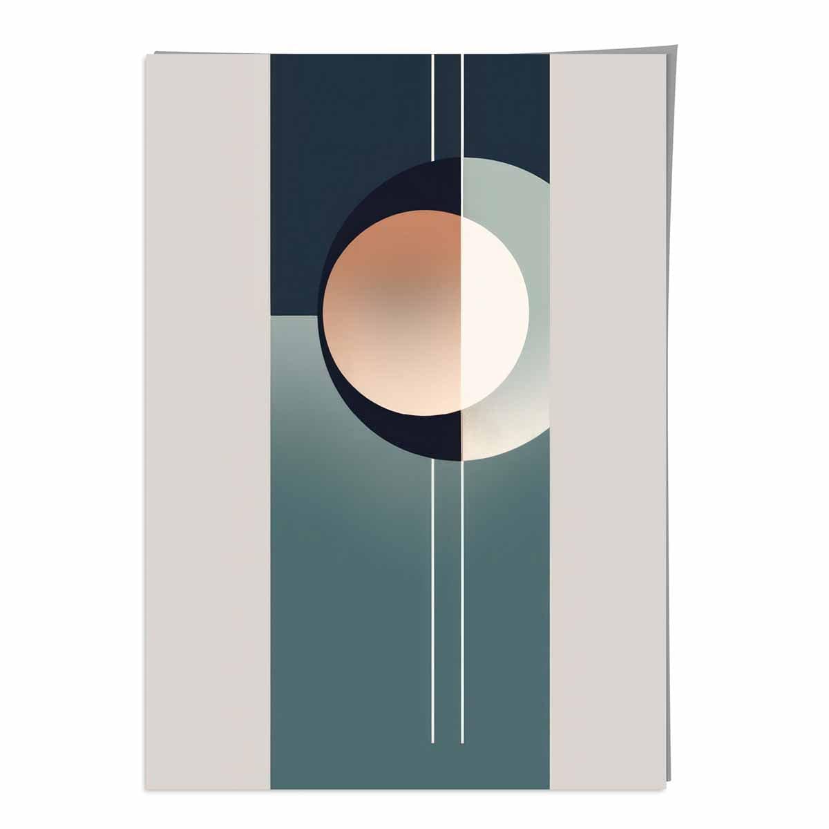 Abstract Shapes Art Print Navy Beige and Grey No 2
