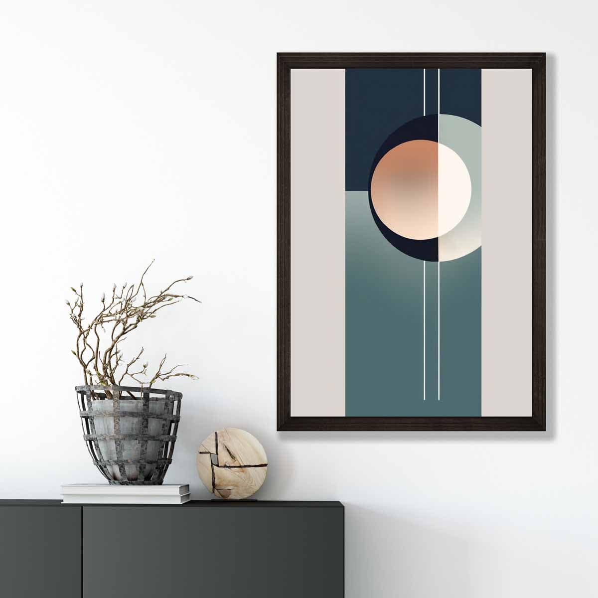 Abstract Shapes Art Print Navy Beige and Grey No 2
