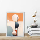 Abstract Shapes Art Print Navy Orange and Beige No 1