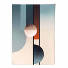 Abstract Shapes Art Print Navy Orange and Beige No 2