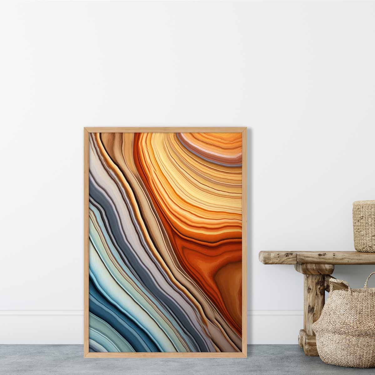 Abstract Fluid Art Print Blue and Orange No 1