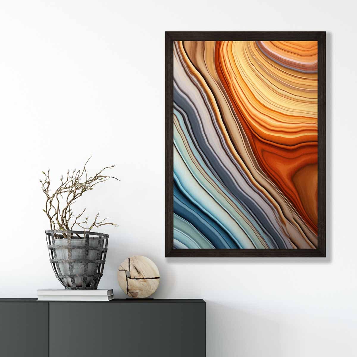 Abstract Fluid Art Print Blue and Orange No 1