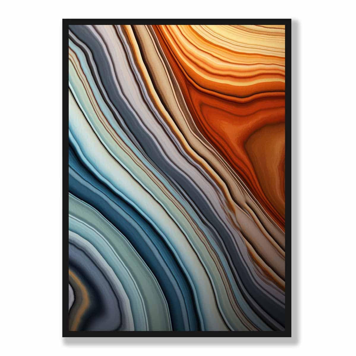 Abstract Fluid Art Print Blue and Orange No 2