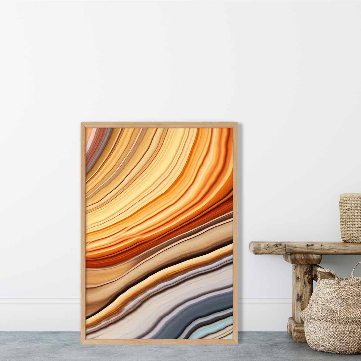 Abstract Fluid Art Print Blue and Orange No 4