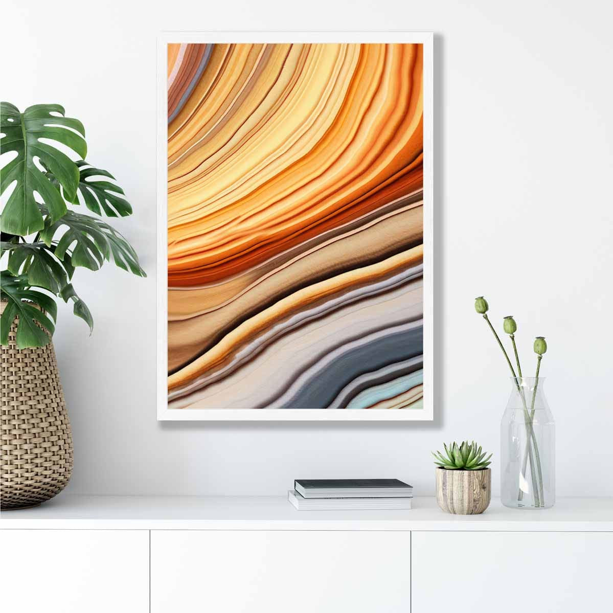 Abstract Fluid Art Print Blue and Orange No 4