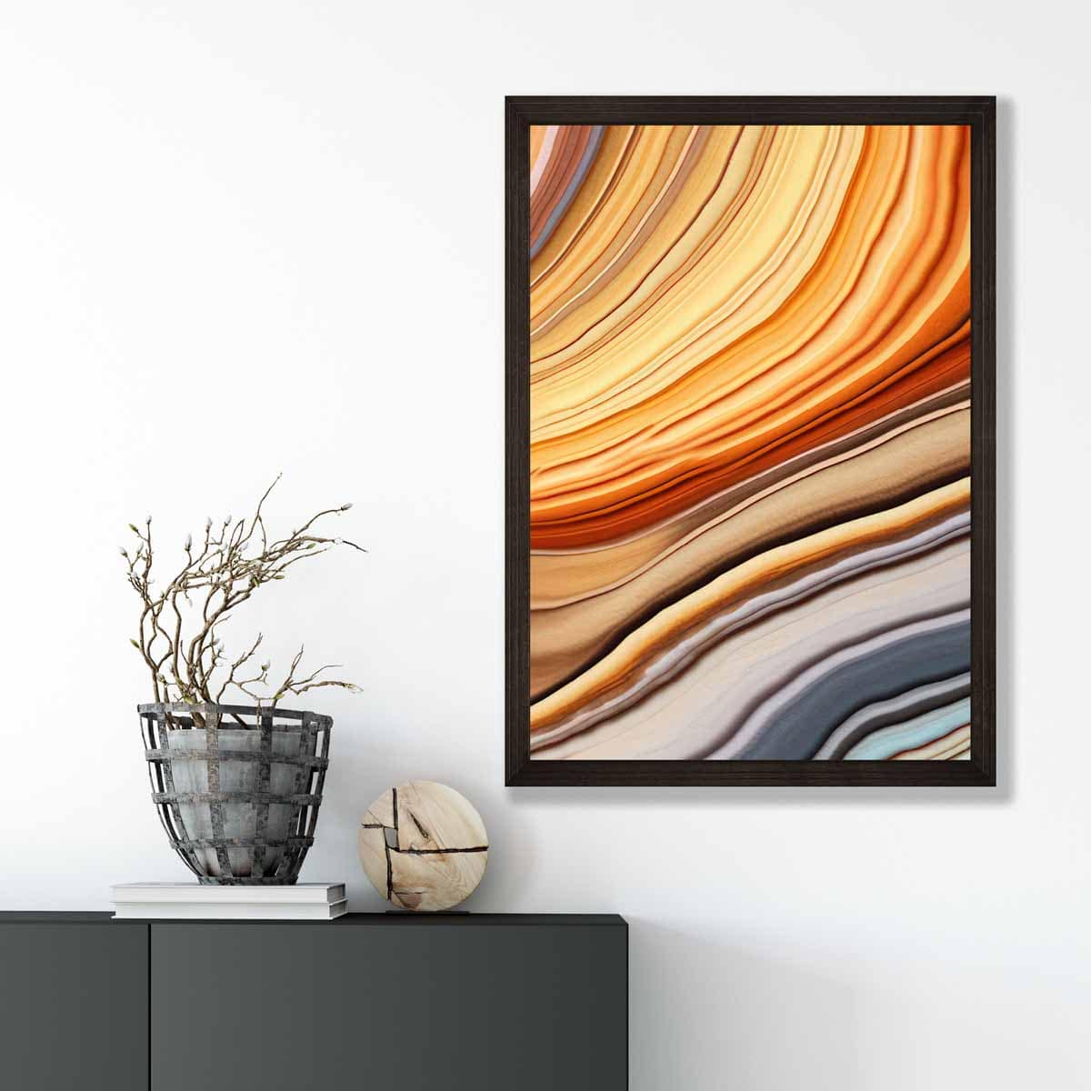 Abstract Fluid Art Print Blue and Orange No 4