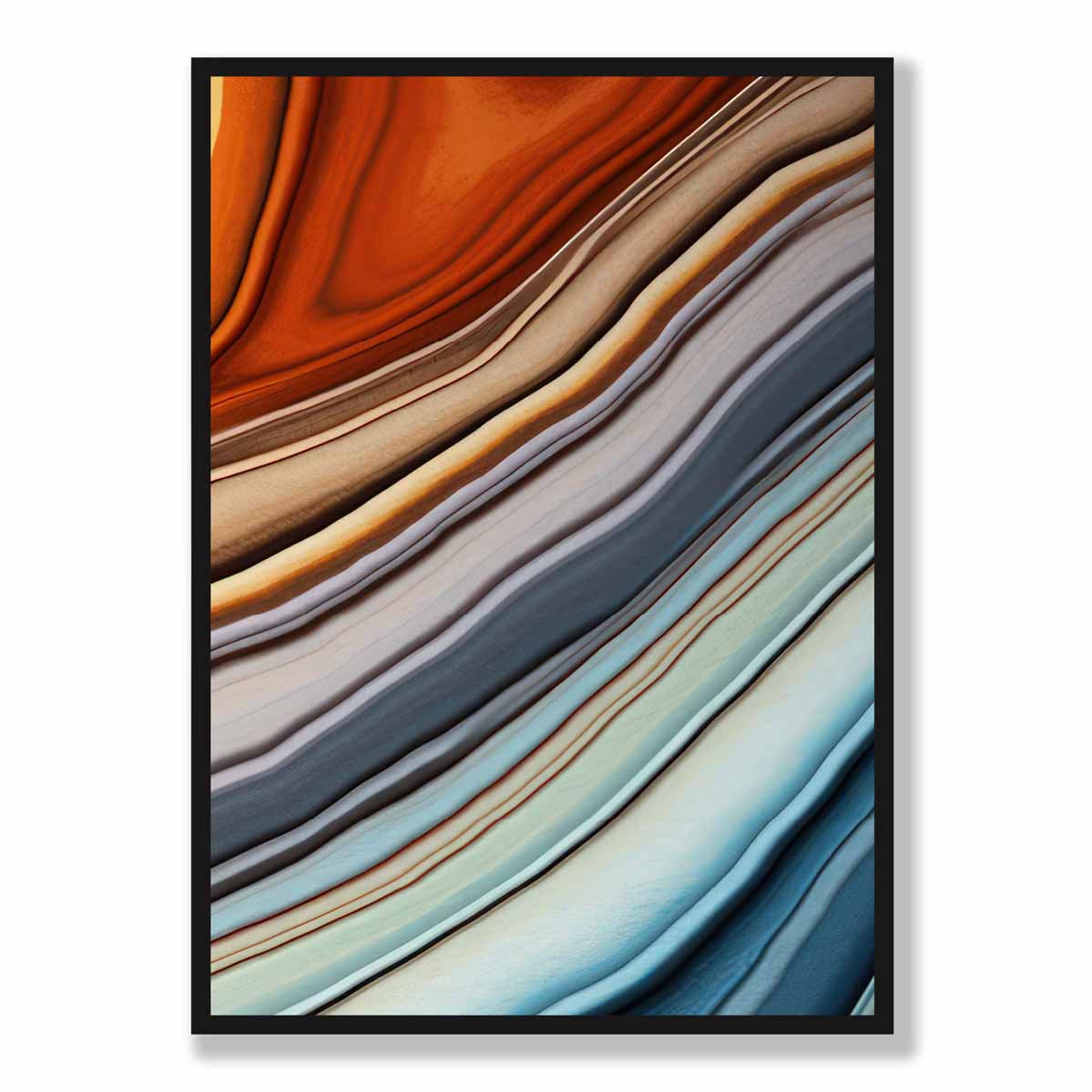 Abstract Fluid Art Print Blue and Orange No 5