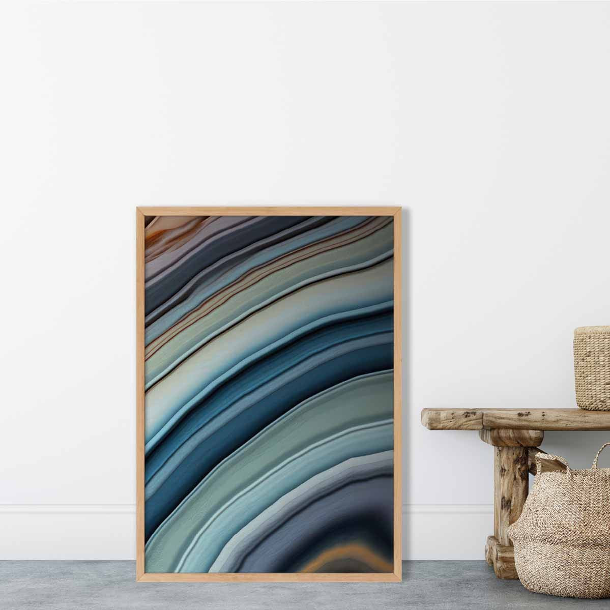 Abstract Fluid Art Print Blue and Orange No 6