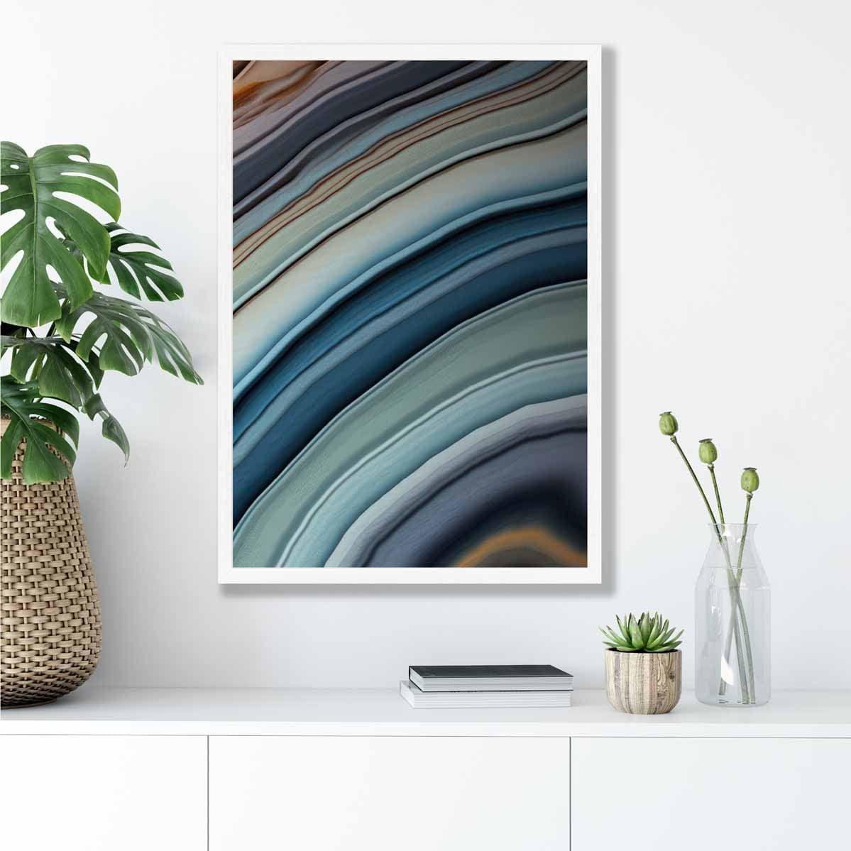 Abstract Fluid Art Print Blue and Orange No 6